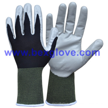 Guantes de seguridad de nylon Nitrile de calibre 13